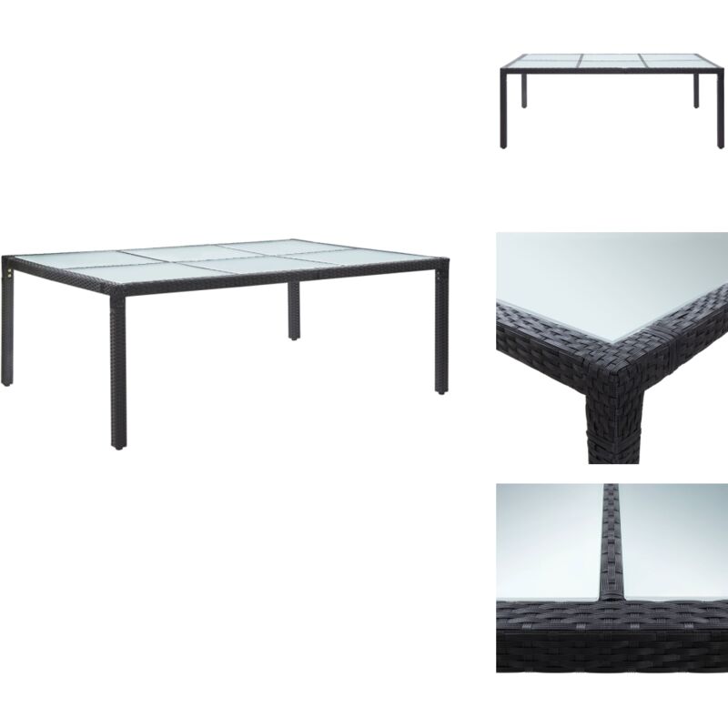 Table à dîner d'extérieur Noir 200x150x74 cm Résine tressée - Table De Jardin - Table Extérieure - Table Résine Tressée - Mobilier De Jardin - Table