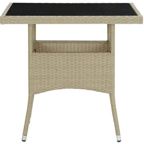 Table à dîner d'extérieur，Table de jardin Beige Résine tressée et verre CFW48259