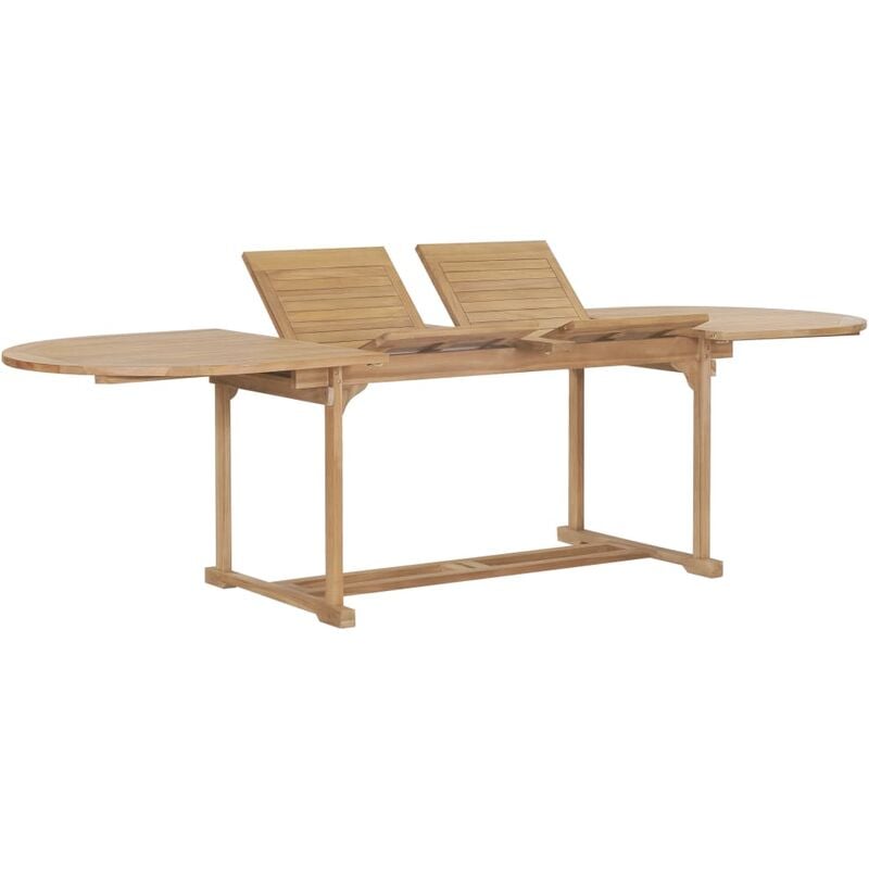 Table extensible de jardin 180-280x100x75 cm Teck solide Ovale