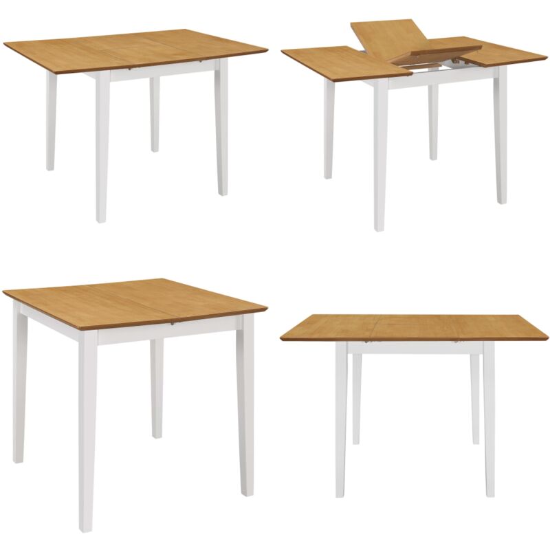 Table à manger extensible Blanc (80-120)x80x74 cm mdf - Table à Manger - Table Extensible - Table Ronde - Table Blanche - Mobilier Salle à Manger