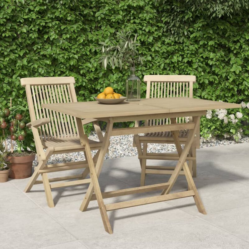 Vidaxl - Table de jardin pliante gris 120x70x75 cm bois de teck solide