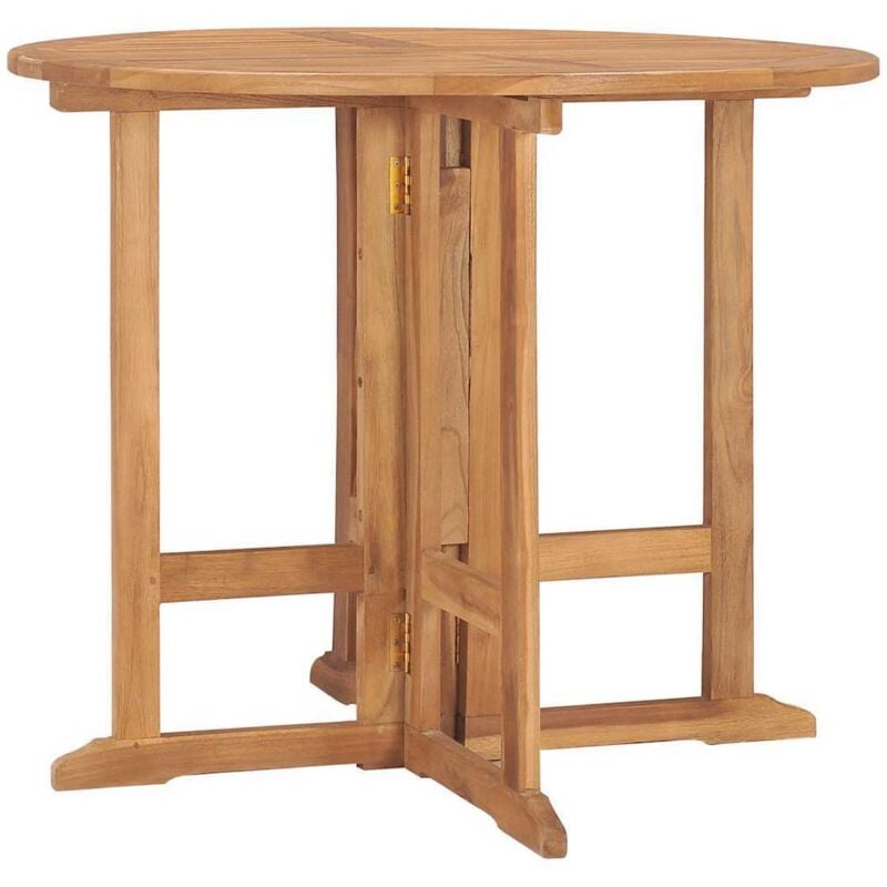 Table à dîner pliable de jardin Ø90x75 cm Bois de teck solide vidaXL