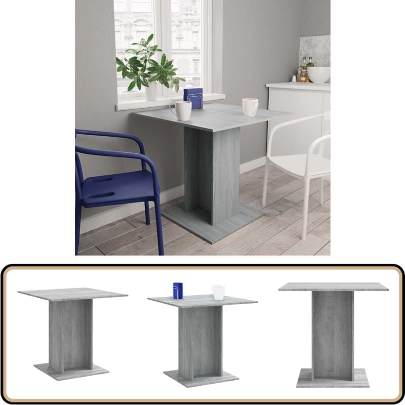 Vidaxl - Table à dîner Sonoma gris 80x80x75 cm Bois d'ingénierie - Table à Manger - Table Ronde - Table Rectangulaire - Mobilier De Salle à Manger