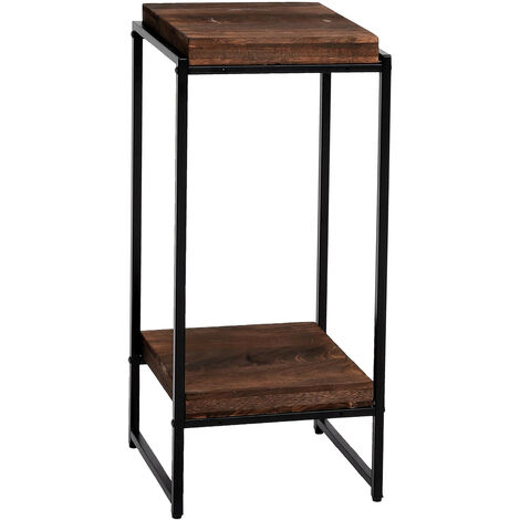 Table à fleurs HWC-K71 - étagère à fleurs table d'appoint étagère à plantes - certifiée MVG MDF métal - brun foncé - 82cm