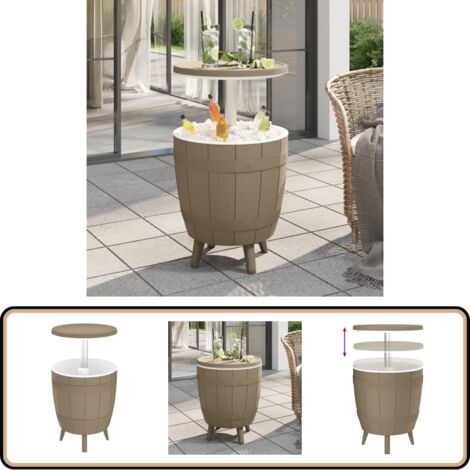 Table à glacière 3 en 1 marron clair polypropylène - Table À Glacière - Table De Jardin - Mobilier De Jardin - Table Extérieure - Table Bistrot