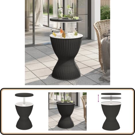 Table à glacière 3 en 1 noir polypropylène - Table À Glacière - Table De Jardin - Mobilier De Jardin - Table Extérieure - Table Bistrot
