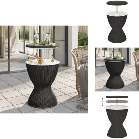 Table à glacière 3 en 1 noir polypropylène - Table À Glacière - Table De Jardin - Mobilier De Jardin - Table Extérieure - Table Bistrot