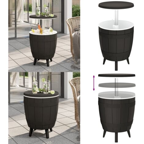 Table à glacière 3 en 1 noir polypropylène - Table À Glacière - Table De Jardin - Mobilier De Jardin - Table Extérieure - Table Bistrot - Home & Living