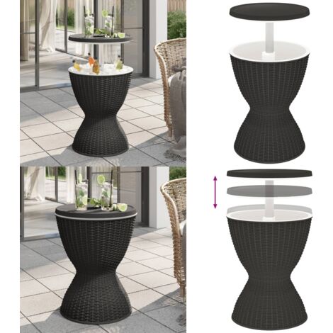 Table à glacière 3 en 1 noir polypropylène - Table À Glacière - Table De Jardin - Mobilier De Jardin - Table Extérieure - Table Bistrot - Home & Living
