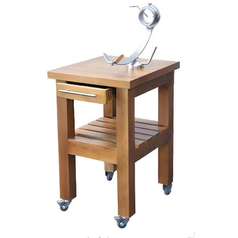 Table à jambon en bois avec support à jambon rotatif à 360º en acier inoxydable - Longueur 57 x Profondeur 51 x Hauteur 90 cm