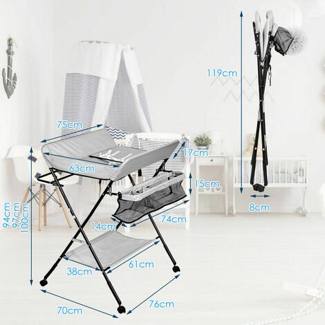 Table à langer baignoire table à langer matelas à langer pliable avec coussin - gris