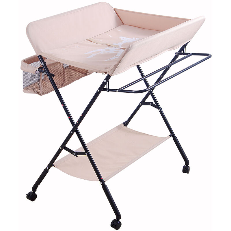 Dazhom - Table à langer des couches pour bébé, pliable, réglable en hauteur, libre de mouvement | Rose