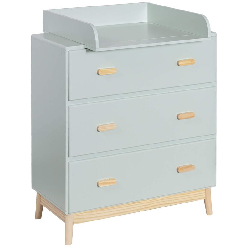 Table à Langer Mobili Rebecca Tessen 100x80x42 mdf Pin Vert d'Eau Marron Scandinave à Monter