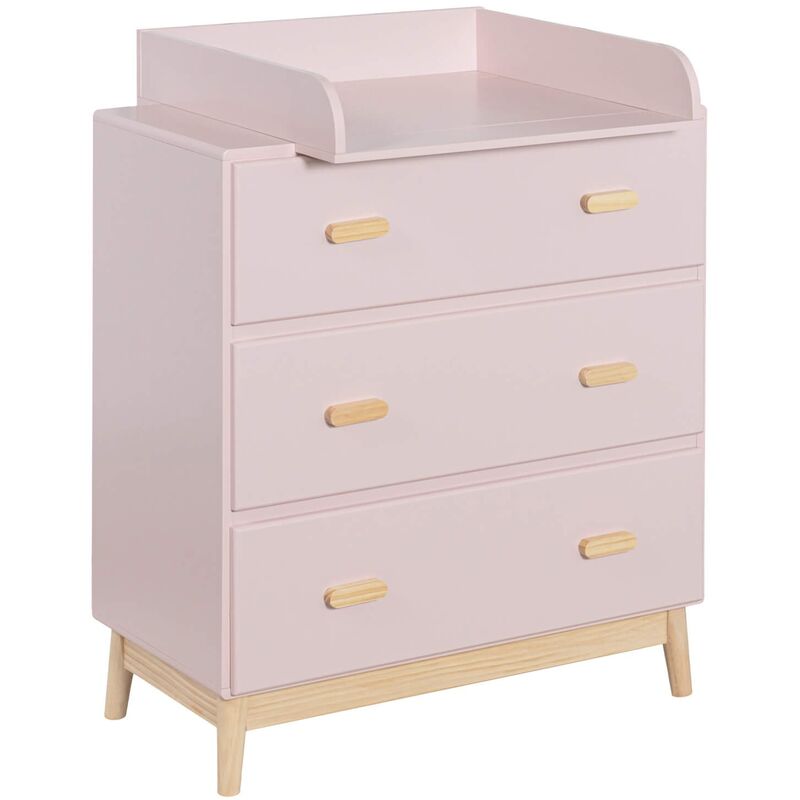 Mobili Rebecca - Table à Langer Crossandra 100x80x42 mdf Pin Rose Marron Scandinave à Monter