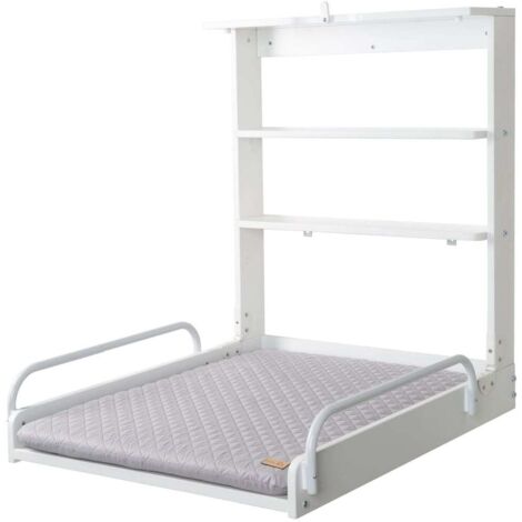 Table a langer murale - 66 x 76,5 x 79 cm - ROBA - Pliable - Blanc
