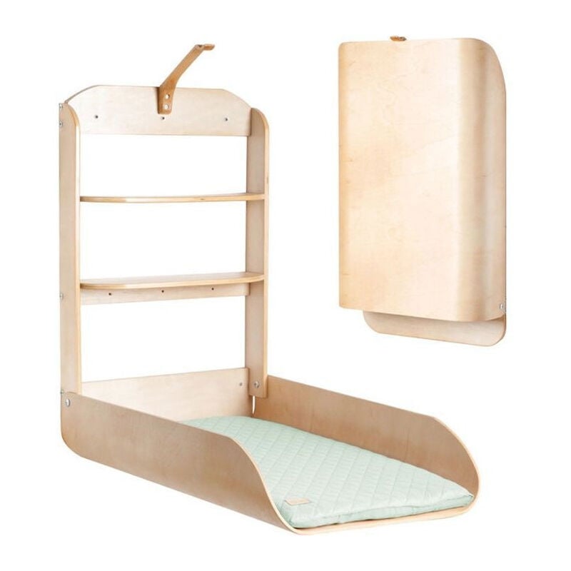 Table a Langer Murale et Rabattable Roba Bois Naturel - Étageres Intégrées - Design Minimaliste