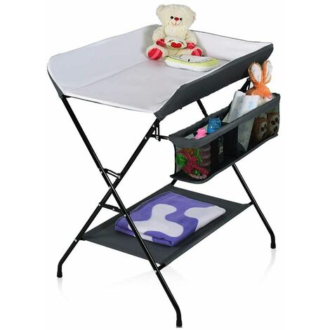CNCEST Table à langer pliable pour bébé avec compartiments de rangement