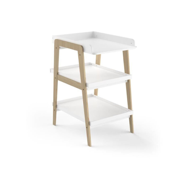 Table a langer tsuga - Bois massif et mdf - L.58 x P.71,1 x H.101,2 cm - Pour matelas 50x70 cm - Blanc mat