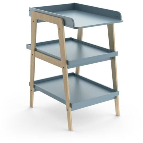 Table a langer TSUGA - Bois massif et MDF - L.58 x P.71,1 x H.101,2 cm - Pour matelas 50x70 cm - Bleu orage