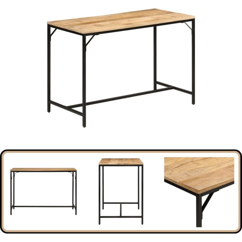 Vidaxl - Table à manger 110x55x75 cm bois de manguier massif brut et fer - Table à Manger - Table En Bois - Table Design - Mobilier Salle à Manger