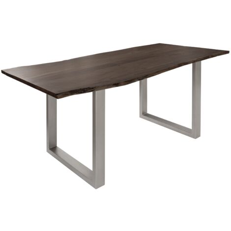 Table à manger 120x90 Acacia laqué Gris taupe / Gris mat FREEFORM