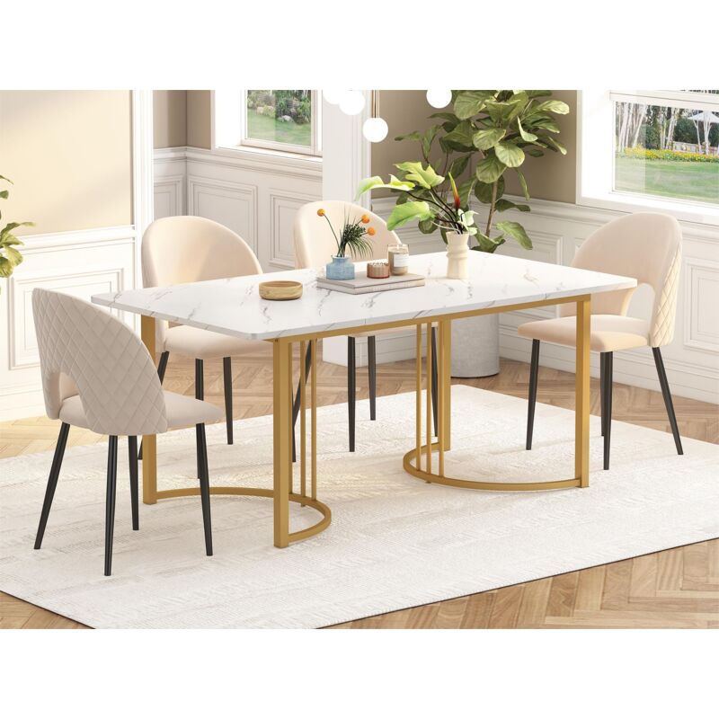 Modernluxe - Table à manger 140x80cm avec pieds réglables - structure