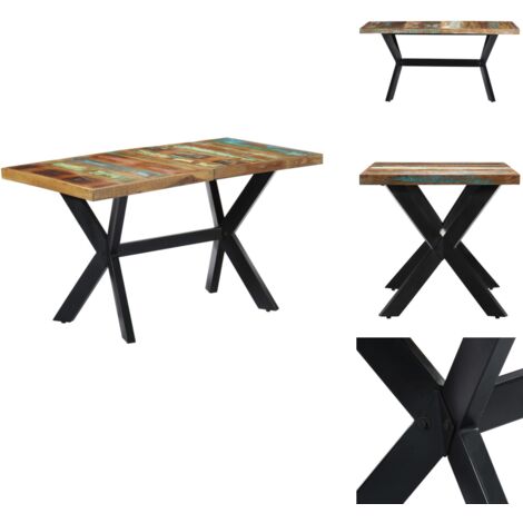 Table à manger 140x70x75 cm Bois de récupération massif - Table À Manger - Table Industrielle - Table Vintage - Meubles Design - Mobilier Rustique