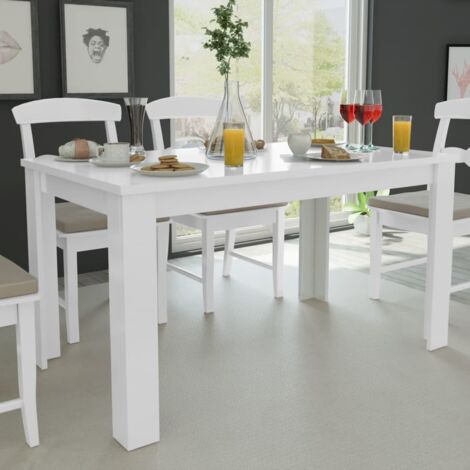 Vidaxl – Table à manger blanche 140x80x75 cm – Aggloméré durable – Design moderne pour bureau ou salle à manger – Assemblage facile