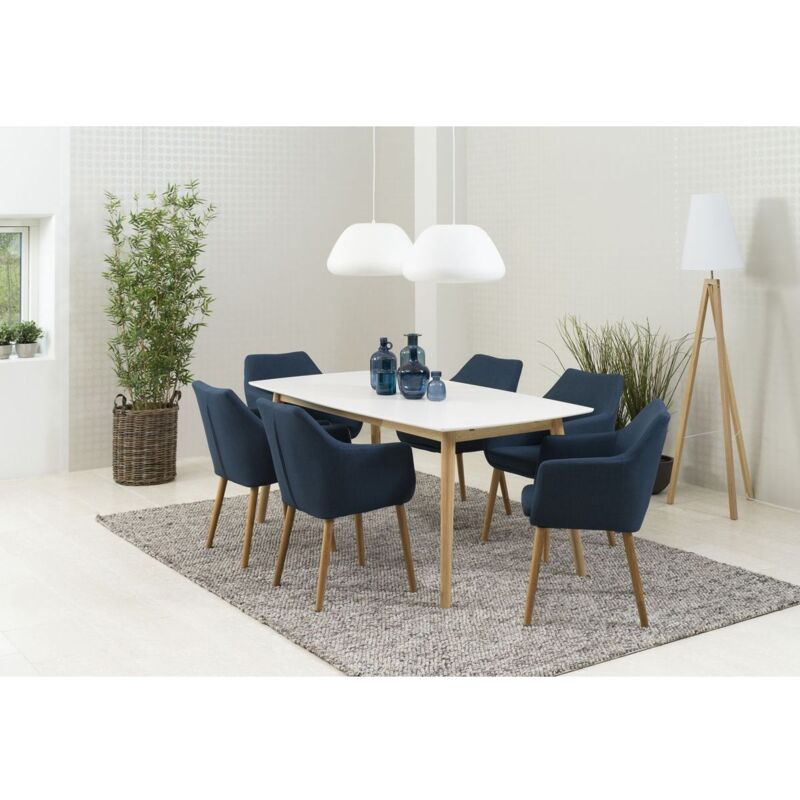 Bobochic - Table à manger NAGANE en placage chêne 150 Blanc et chêne - Blanc et chêne