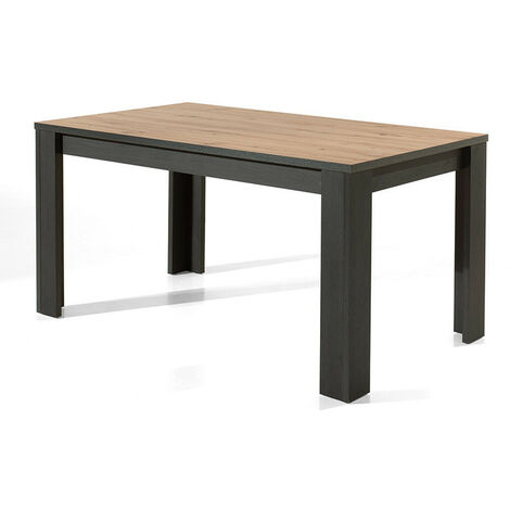 Table à manger 160 cm coloris noir et bois Wiva - Naturel clair - Naturel et noir
