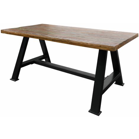Table à manger 160x90 Bois de récupération laqué Multicolore INDUSTRIAL 84