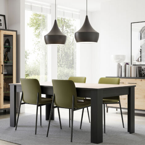 Table à manger 180 cm décor naturel et gris foncé - BERINE