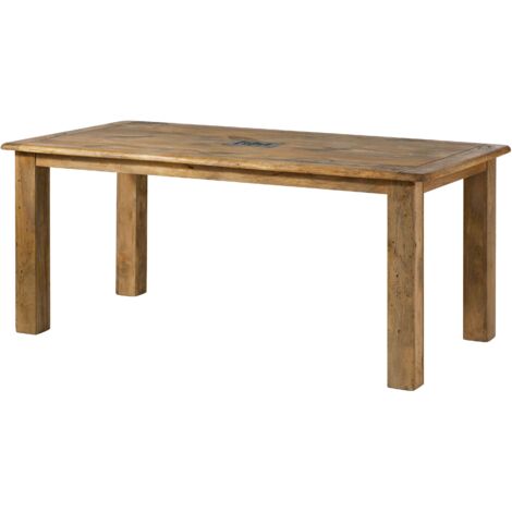 Table à manger 180x90 en bois de manguier laqué brun clair RAILWAY 1001