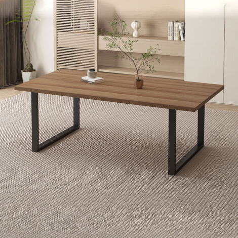 Table à manger 180x90x76 cm décor naturel et métal noir - ALEXA