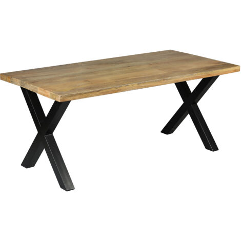 Table à manger 180x90x76 cm en manguier et acier noir