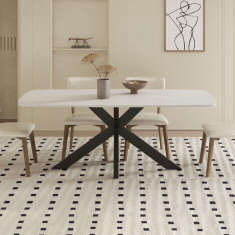 Table à manger 180x90x76 cm en pierre blanche