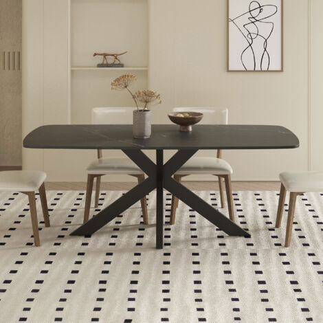 Table à manger 180x90x76 cm en pierre noire