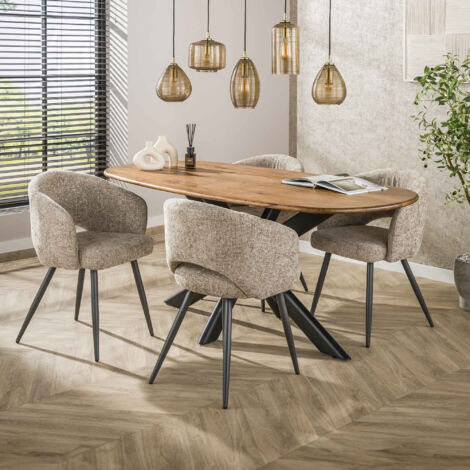 Table à manger 180x95x76 cm en manguier massif et métal anthracite
