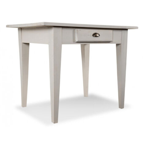 Table à manger 2 tiroirs 2 places - Bois - Blanc - Décoration d'Autrefois