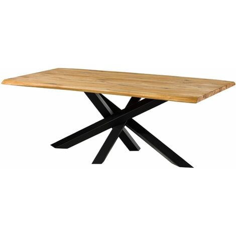 Tozani - Petite table à manger design chêne clair et pieds entrelacés 4  couleurs 130 cm Artemis