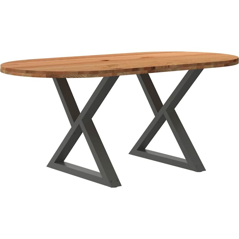 Table à manger marron clair bois de chêne massif ovale vidaXL
