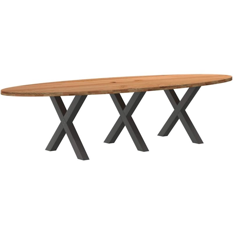 Table à manger marron clair bois de chêne massif ovale vidaXL