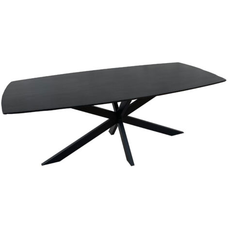 Table à manger 240x100x76 cm en manguier et piétement en métal noir