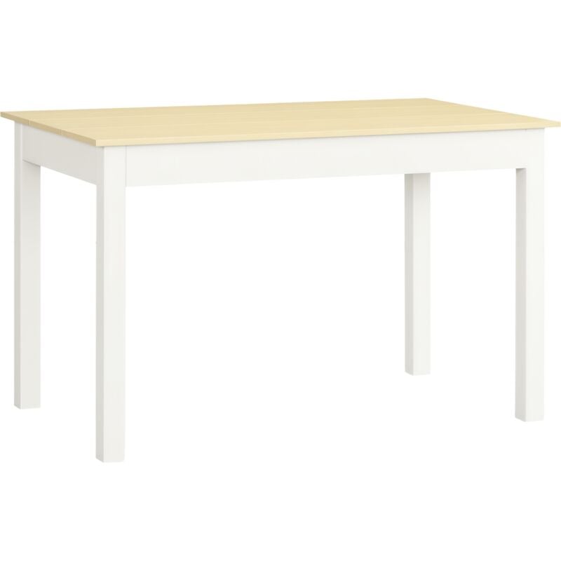 Homcom - Table à manger grand plateau 4-6 personnes dim. 119L x 70l x 75H cm blanc aspect bois clair