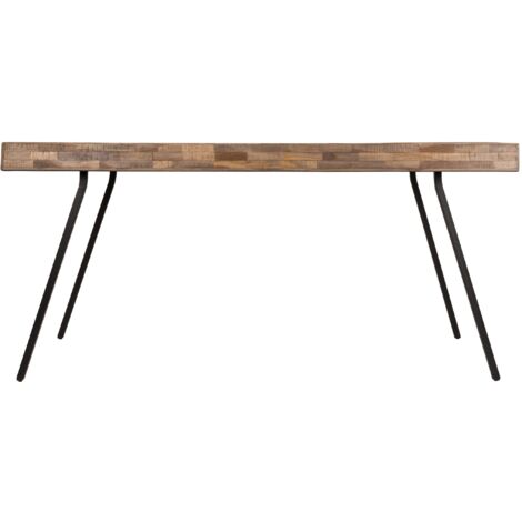 Table à manger 4 personnes en teck recyclé et métal - Noir - SURI