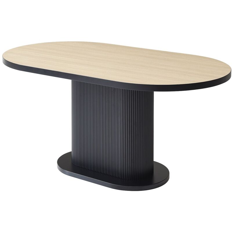 Vente-unique - Table à manger 6 personnes en mdf - Naturel et Noir - calieno