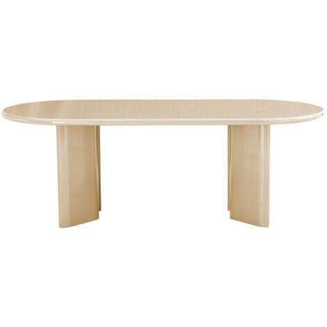 Table à manger 6 personnes ovale en bois laqué - Beige - Glossi