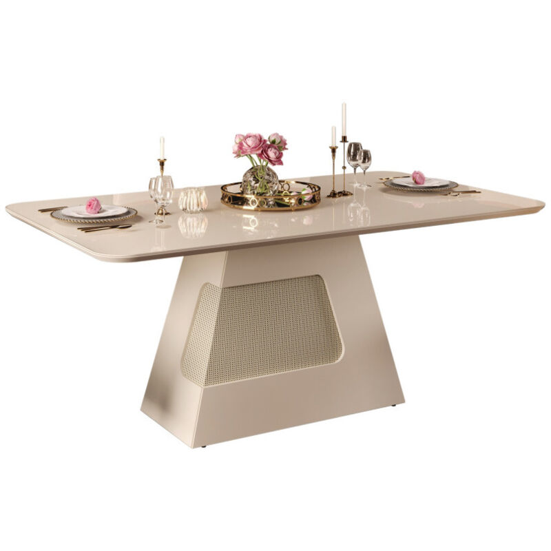 Table à Manger 6 Personnes Rectangle Blanc Ecru 180 x 80 x 90 cm
