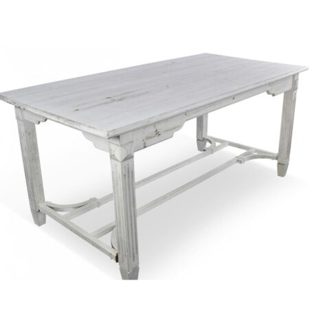 Table à manger 6 places - Bois - Blanc - Décoration d'Autrefois