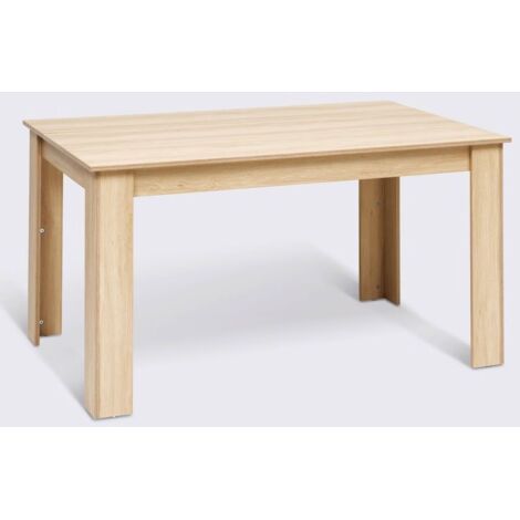 Table à manger 6 places coloris effet bois naturel - Longueur 140 x Profondeur 90 x Hauteur 75,5 cm